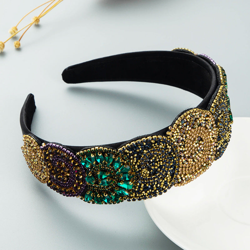 Hair Hoop Fashion Trend Color Rhinestone Head Hoop Luxury Wide Side Heavy Industry Party Hair Accessories Head Hoop - V.I.P Digital Presence
