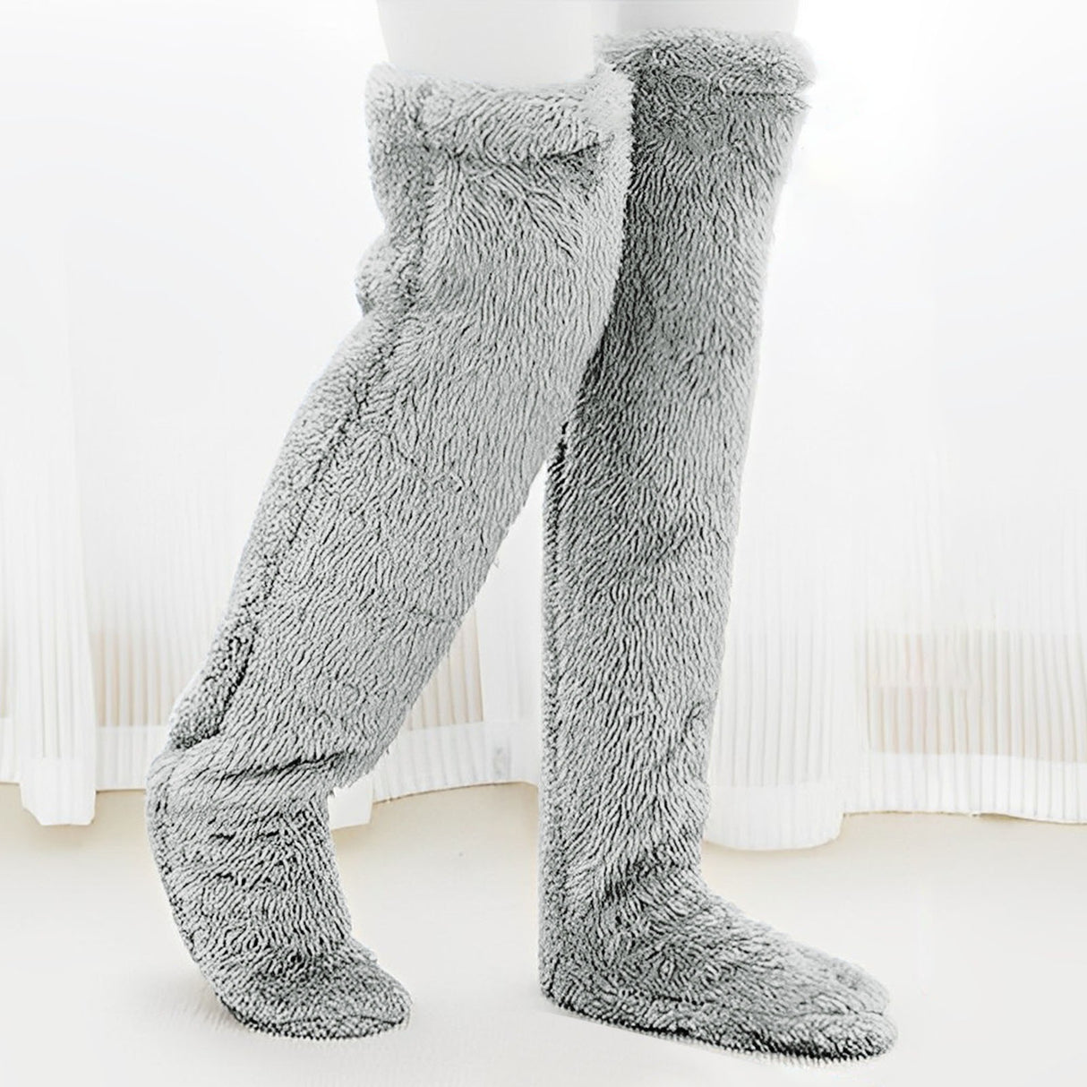 Indoor Plush Warmth Long Socks Cute Fuzzy Socks Over Knee Winter Leg Warmers Plush Sock Slippers Cozy Stocking - V.I.P Digital Presence