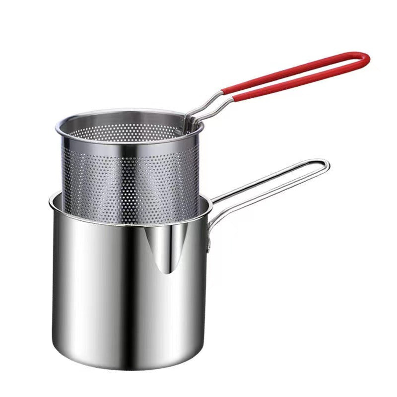 Oil Fryer, Household Deep Pot, Stainless Steel Gas Mini Pot, Japanese Style, with Filter Screen, Oil Saving Small Fryer - V.I.P Digital Presence