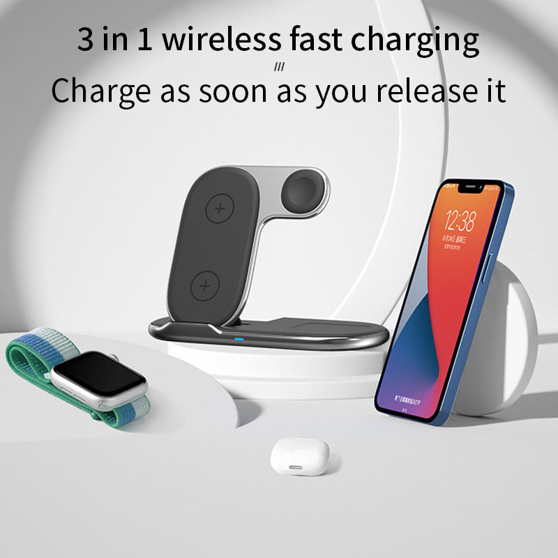 Foldable 3-in-1 wireless charger suitable for wireless charging of Huawei Android phones, Apple watches - V.I.P Digital Presence