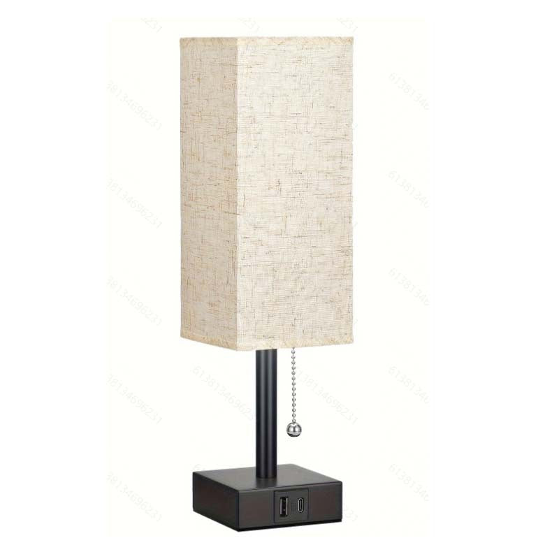 Linen 90 square desk lamp zipper switch three color temperature variable light A+C USB charging - V.I.P Digital Presence