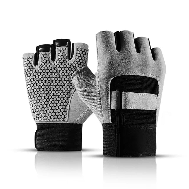 Guantes deportivos de levantamiento de pesas para hombres y mujeres, guantes de medio dedo antideslizantes con absorción de impactos para entrenamiento de ciclismo al aire libre