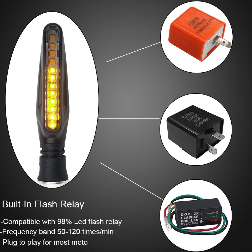 2PCS LED Motorcycle Turn Signals Light 12 SMD Tail Flasher Flowing Water Blinker IP68 Bendable Motorcycle Flashing Lights - V.I.P Digital Presence