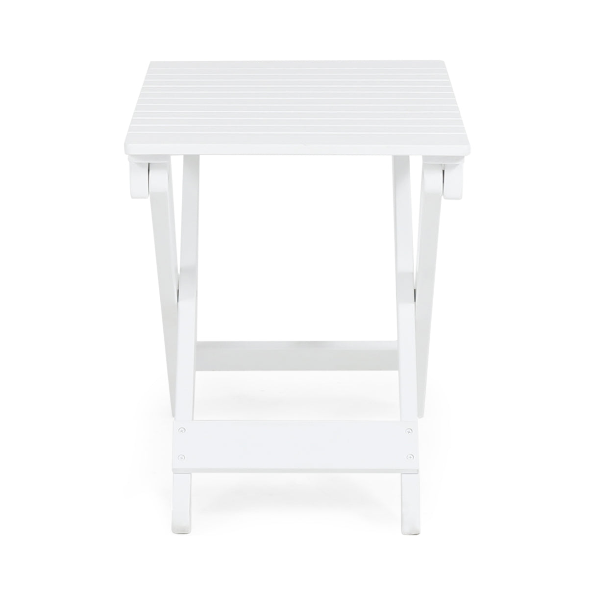 Outdoor Folding Wooden Side Table, White, 15"D x 22.75"W x 18.25"H - V.I.P Digital Presence