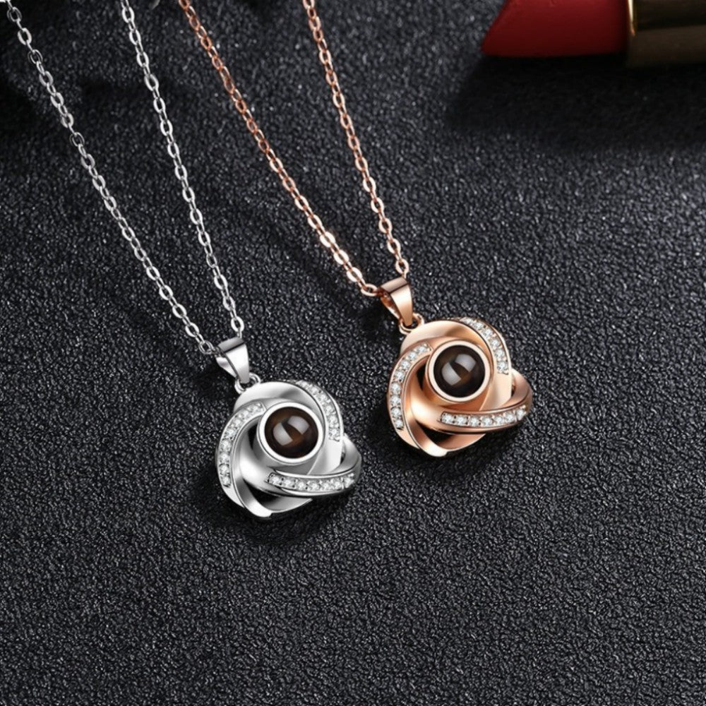 100 languages, I love you. Projection necklace, simple and fashionable, spiral pendant, collarbone chain - V.I.P Digital Presence