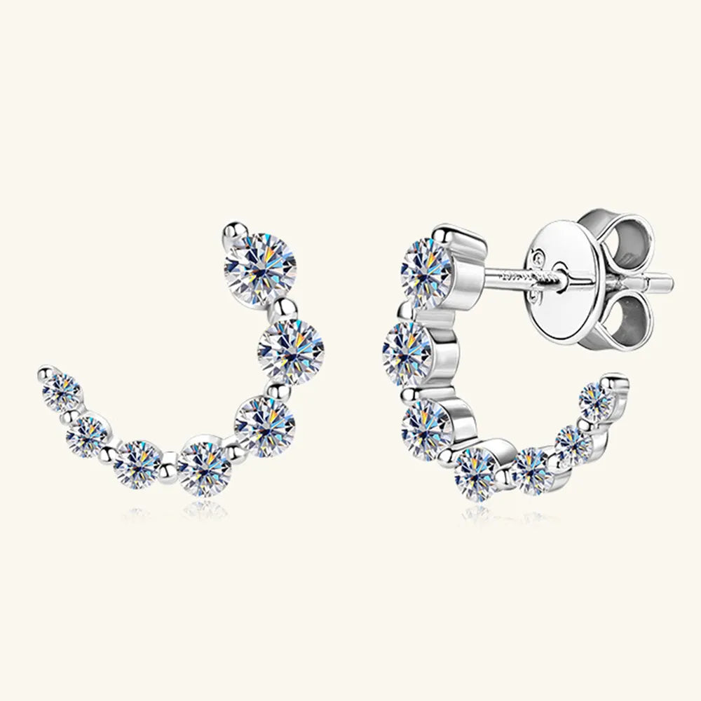 925 Sterling Silver Inlaid Moissanite Stud Earrings - V.I.P Digital Presence