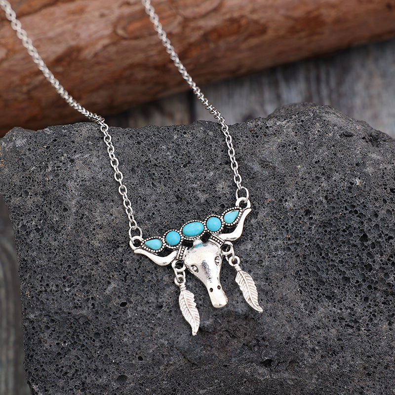 Artificial Turquoise Cow Shape Necklace - V.I.P Digital Presence
