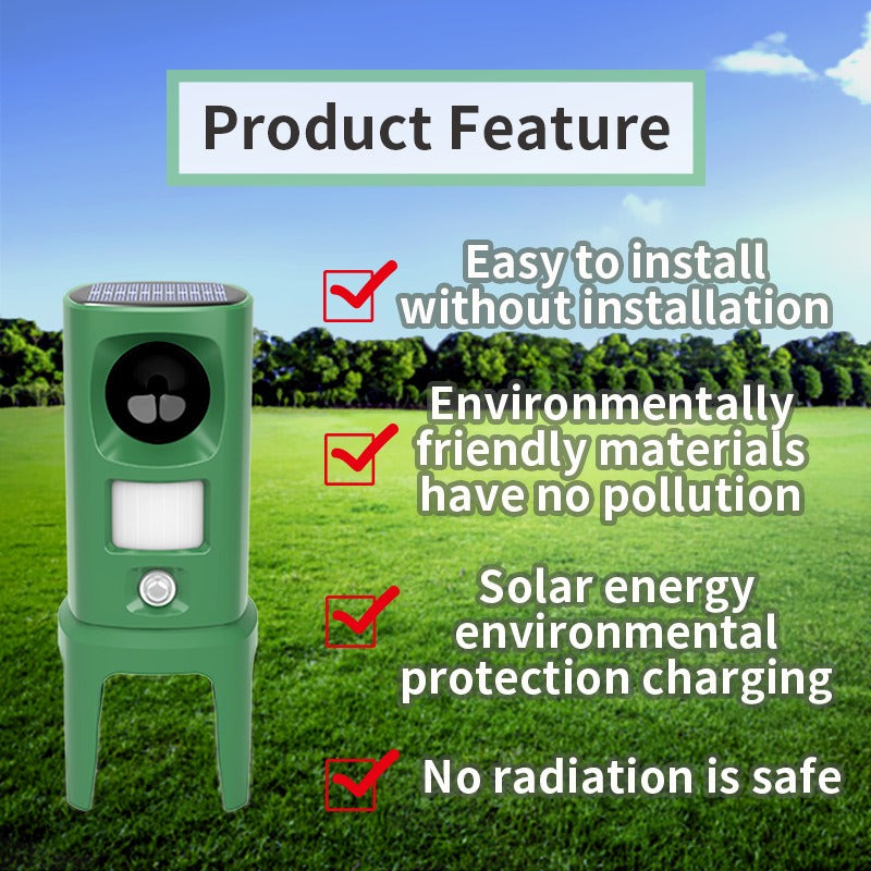Solar mouse repeller, outdoor multi-floor cat repeller, LED explosion ultrasonic dog repeller - V.I.P Digital Presence