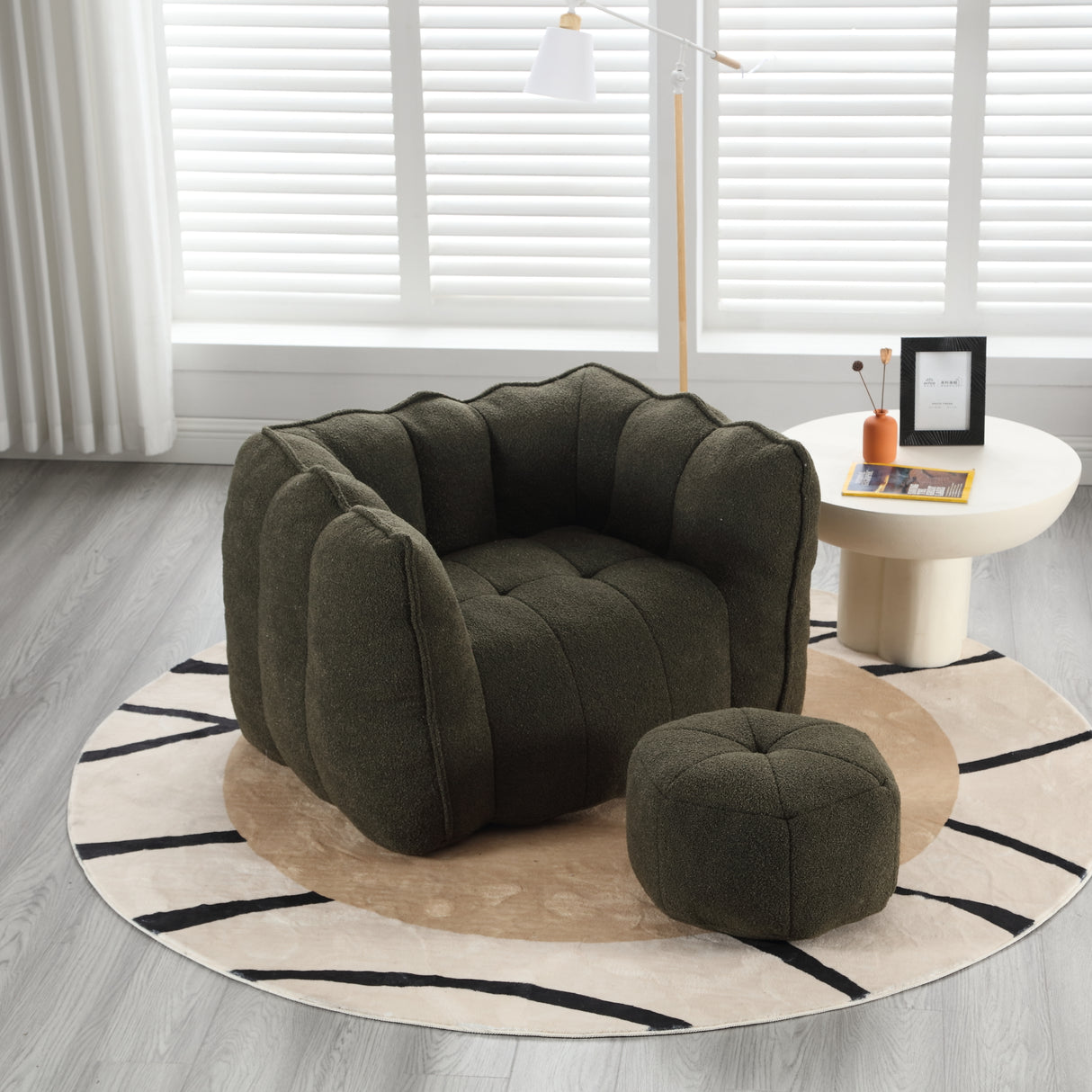 Soft Bean Bag Chair with High Resilient Foam(Chips)for living room and bedroom,Comfortable Square Lazy Sofa with Footstool - V.I.P Digital Presence