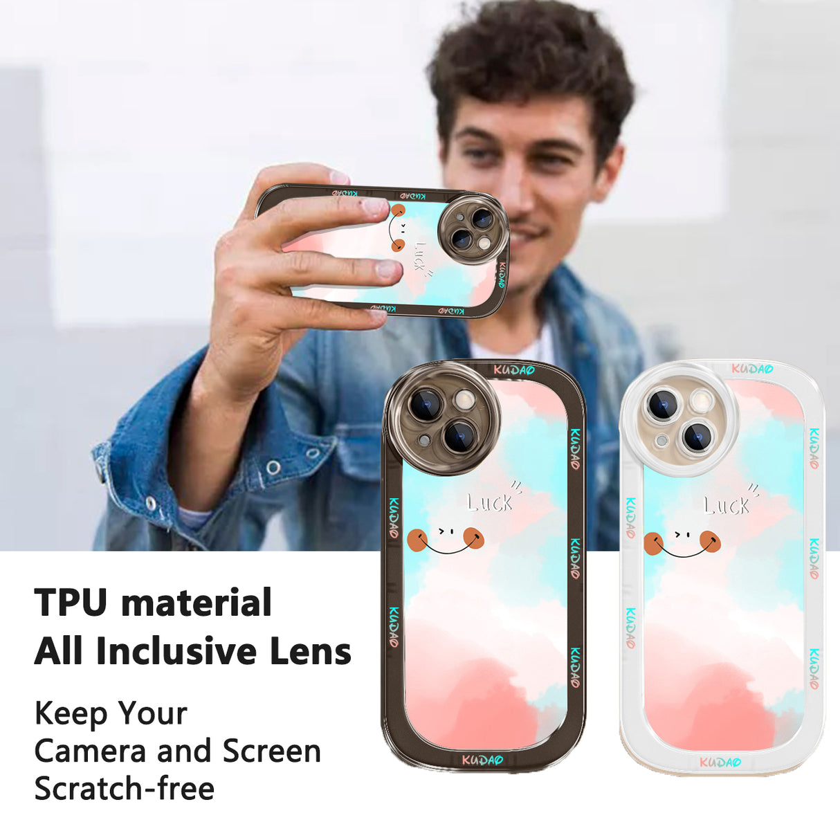 Funda para iPhone 14 con cara sonriente, transparente, para Apple 13 Pro, 12, 11, todo incluido, para hombre y mujer, XR, XS Max, funda protectora