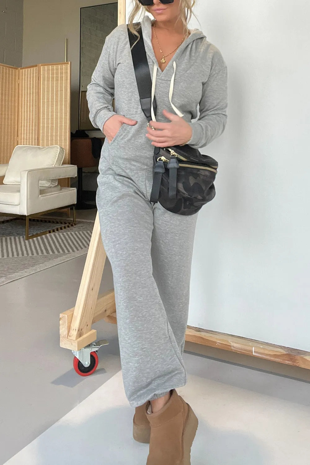 Full Size Drawstring Long Sleeve Jumpsuit - V.I.P Digital Presence