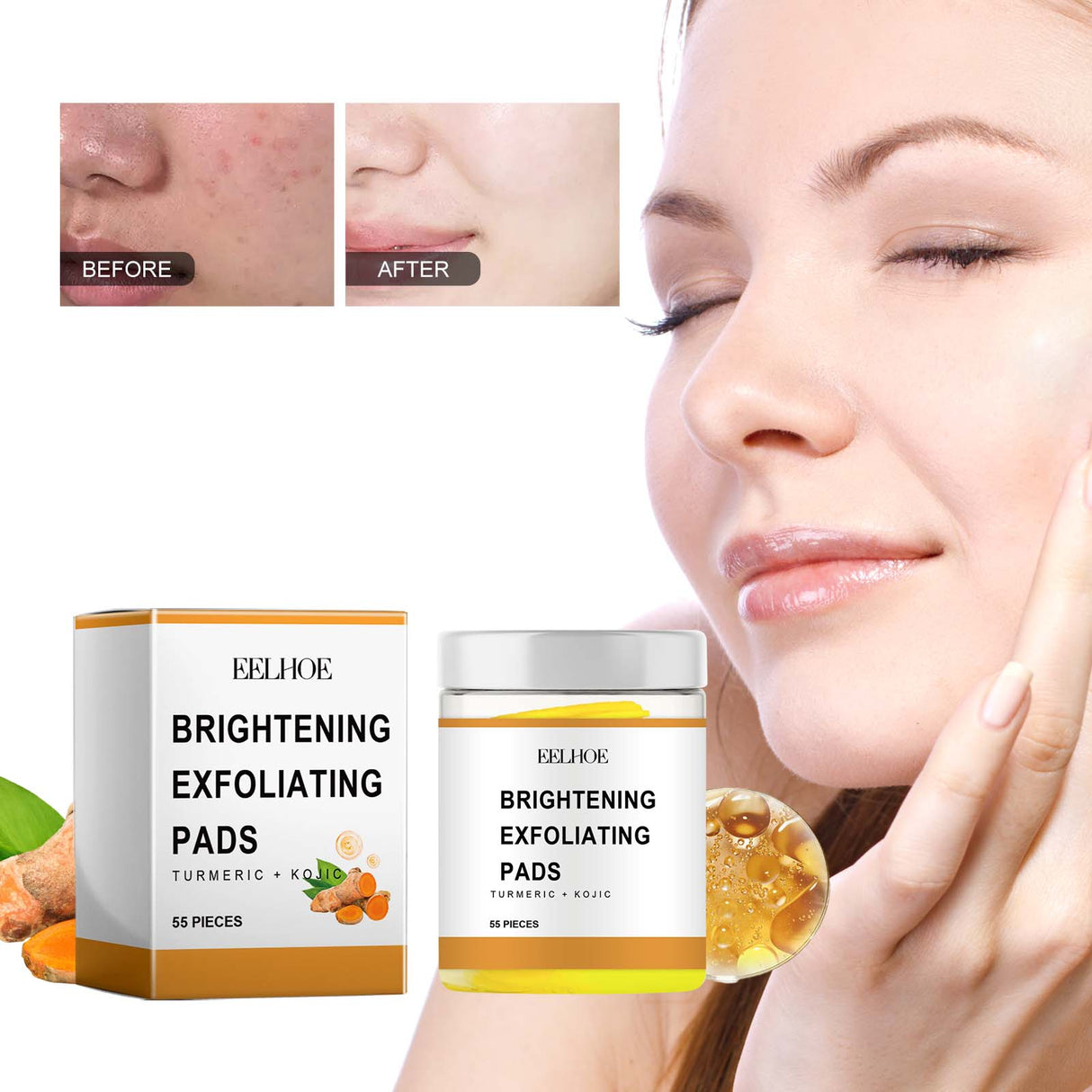 Brightening Exfoliating Pads, Gentle Exfoliation Shrinks Pores And Brightens Natural Shine With Elasticity
