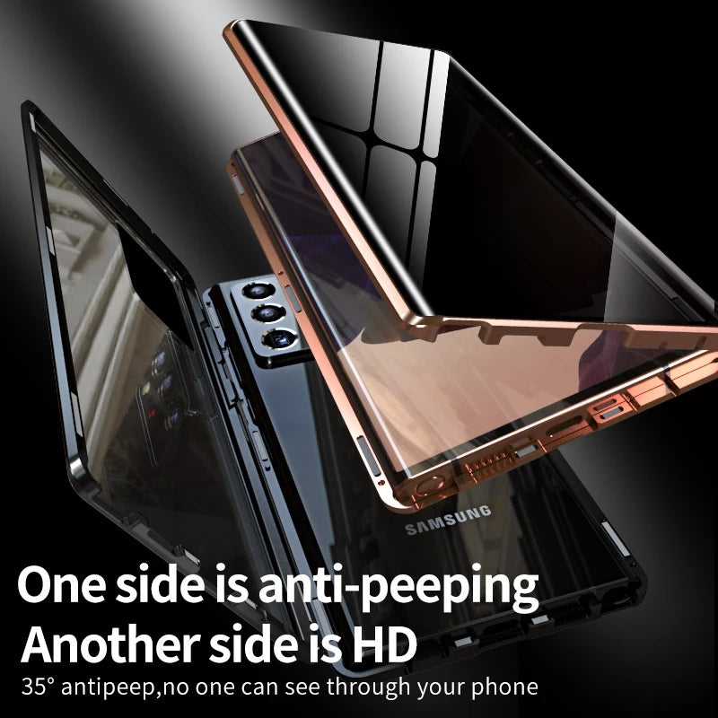 Funda de vidrio templado antiespía para Samsung Note20U, protección para teléfono S21, ultra magnética, cubierta metálica S21