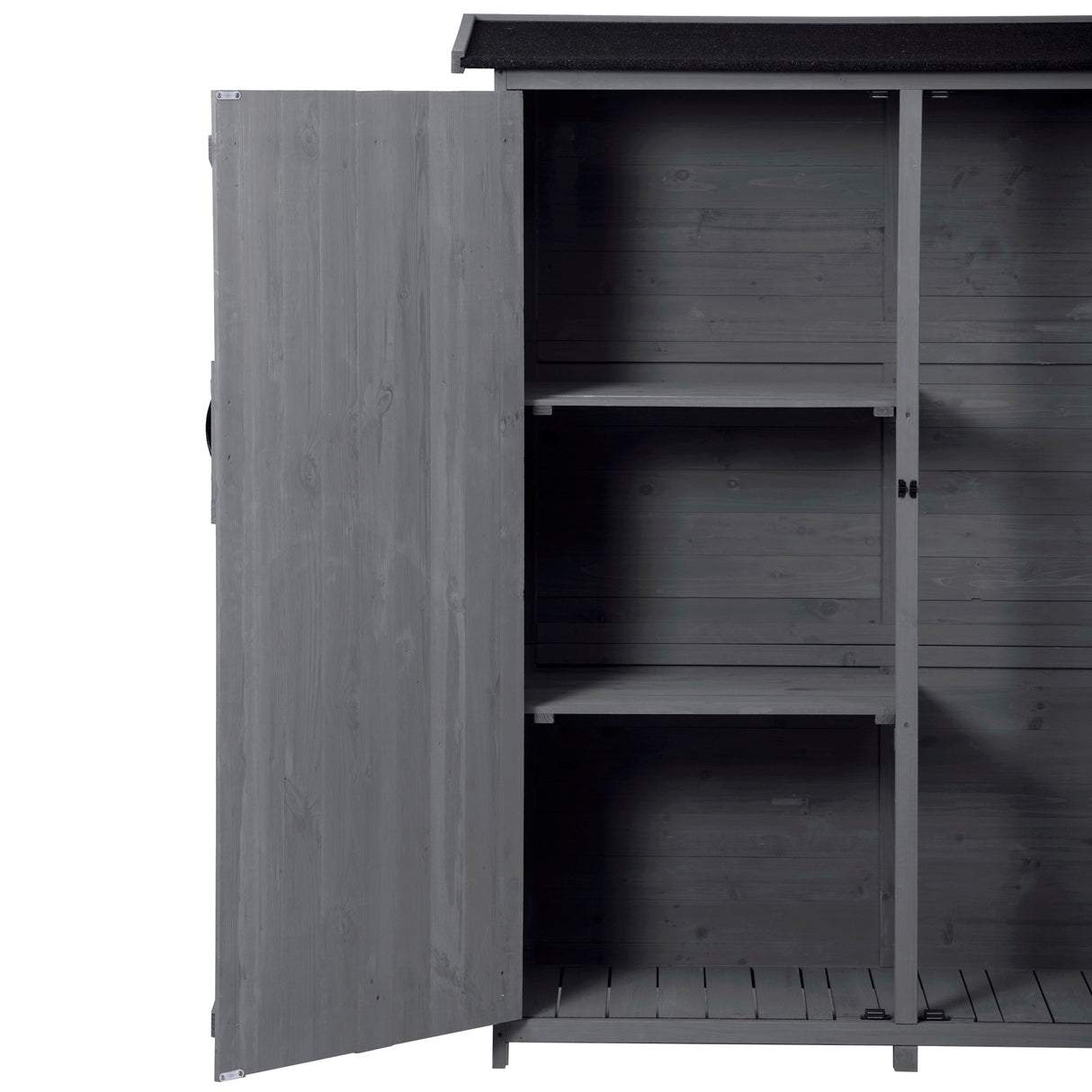 Outdoor 5.3ft Hx4.6ft L Wood Storage Shed Tool Organizer,Garden Shed, Storage Cabinet with Waterproof Asphalt Roof Gray - V.I.P Digital Presence