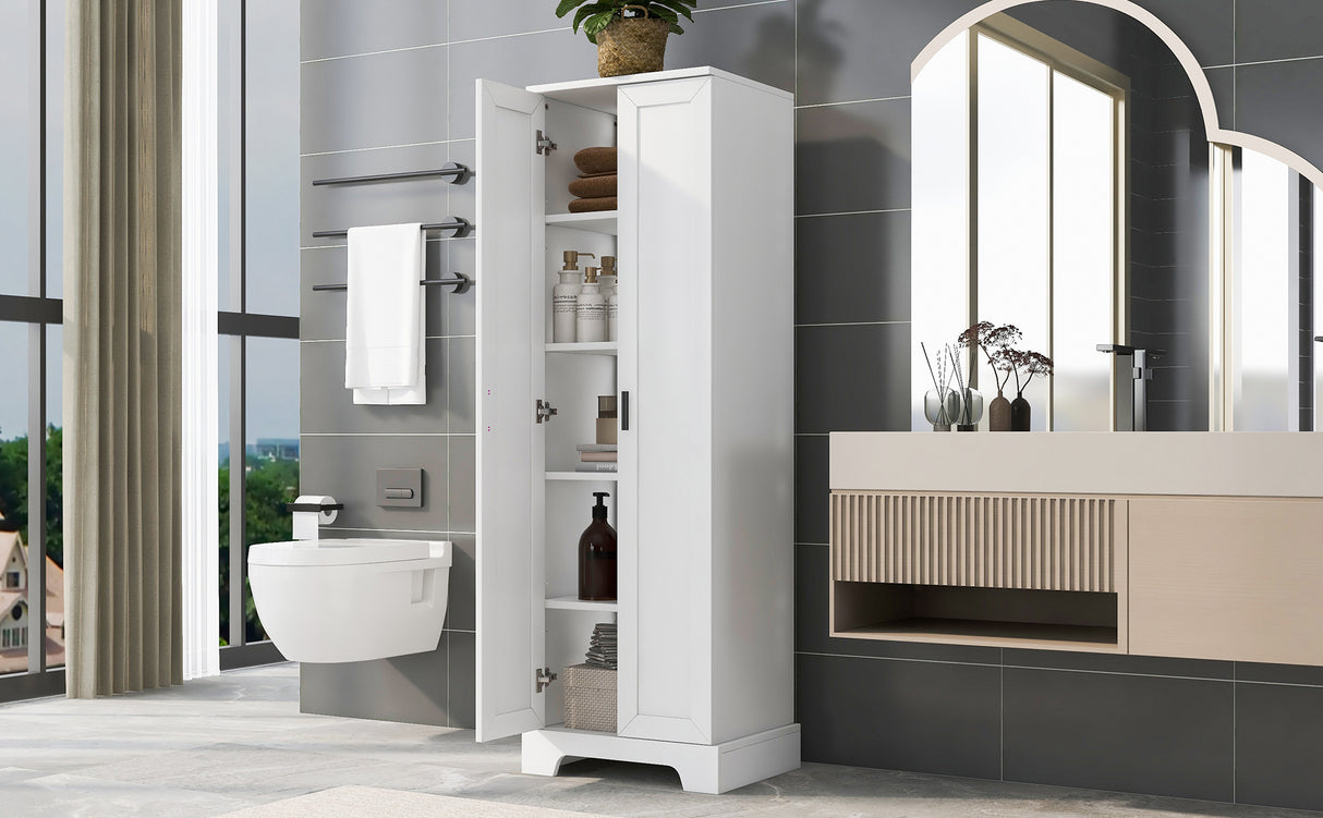 Storage Cabinet with Two Doors for Bathroom, Office, Adjustable Shelf, MDF Board, White - V.I.P Digital Presence