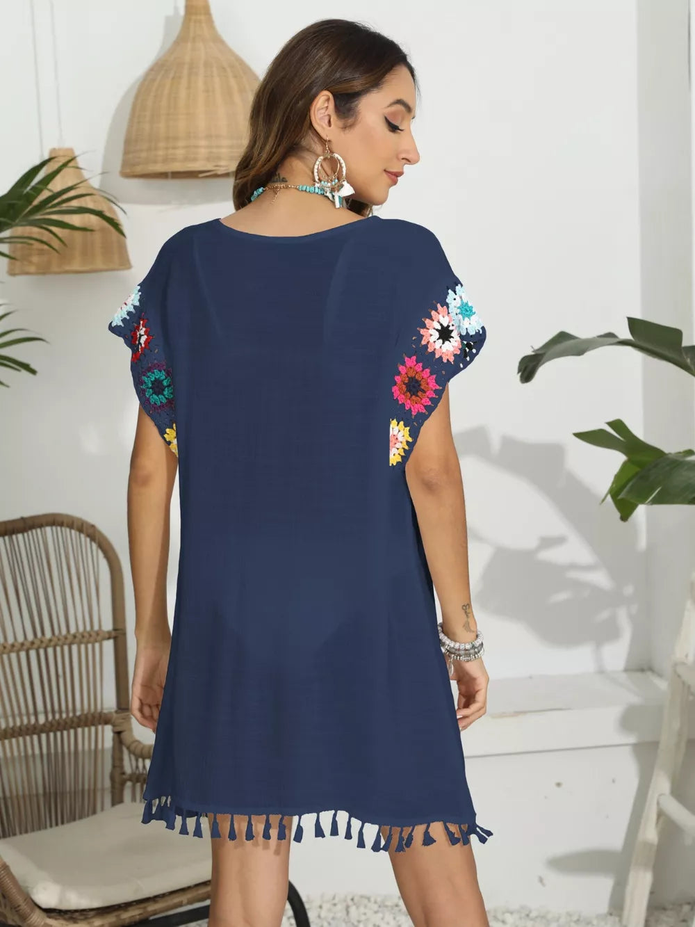 Tassel Boat Neck Flutter Sleeve Cover Up - V.I.P Digital Presence