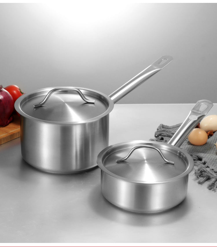 Stainless steel single handle sauce pot, double bottom milk pot, non stick pot, household sauce pot, high body, short height soup pot, smooth flat bottomed frying pan - V.I.P Digital Presence