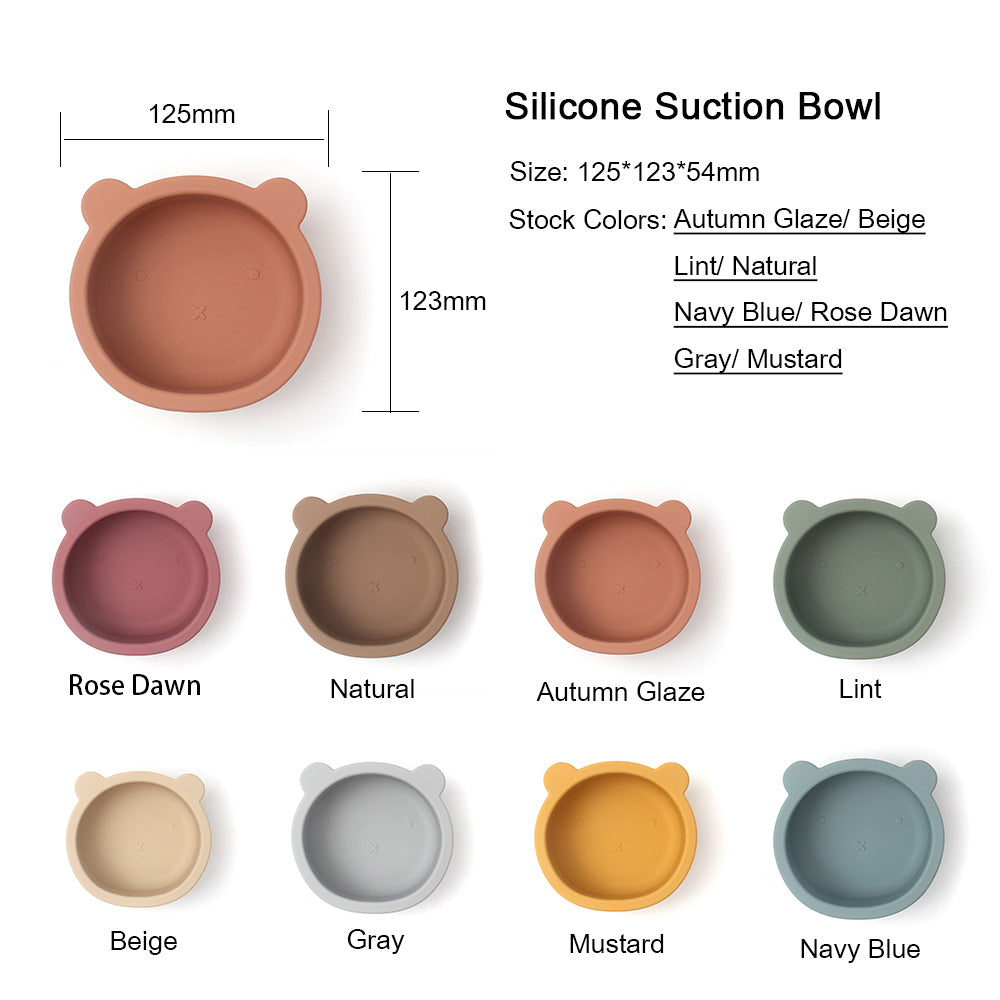 Vajilla infantil, cuenco para bebés, cuenco de silicona con ventosa para niños, cuenco para suplemento alimenticio con forma de oso