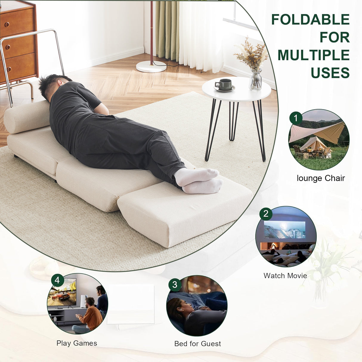 Single Sofa Chair Foldable Single Sofa Bed with Pillow,Portable Foldable Sofa Bed,Leisure Sofa Chair,Easy to Store - V.I.P Digital Presence