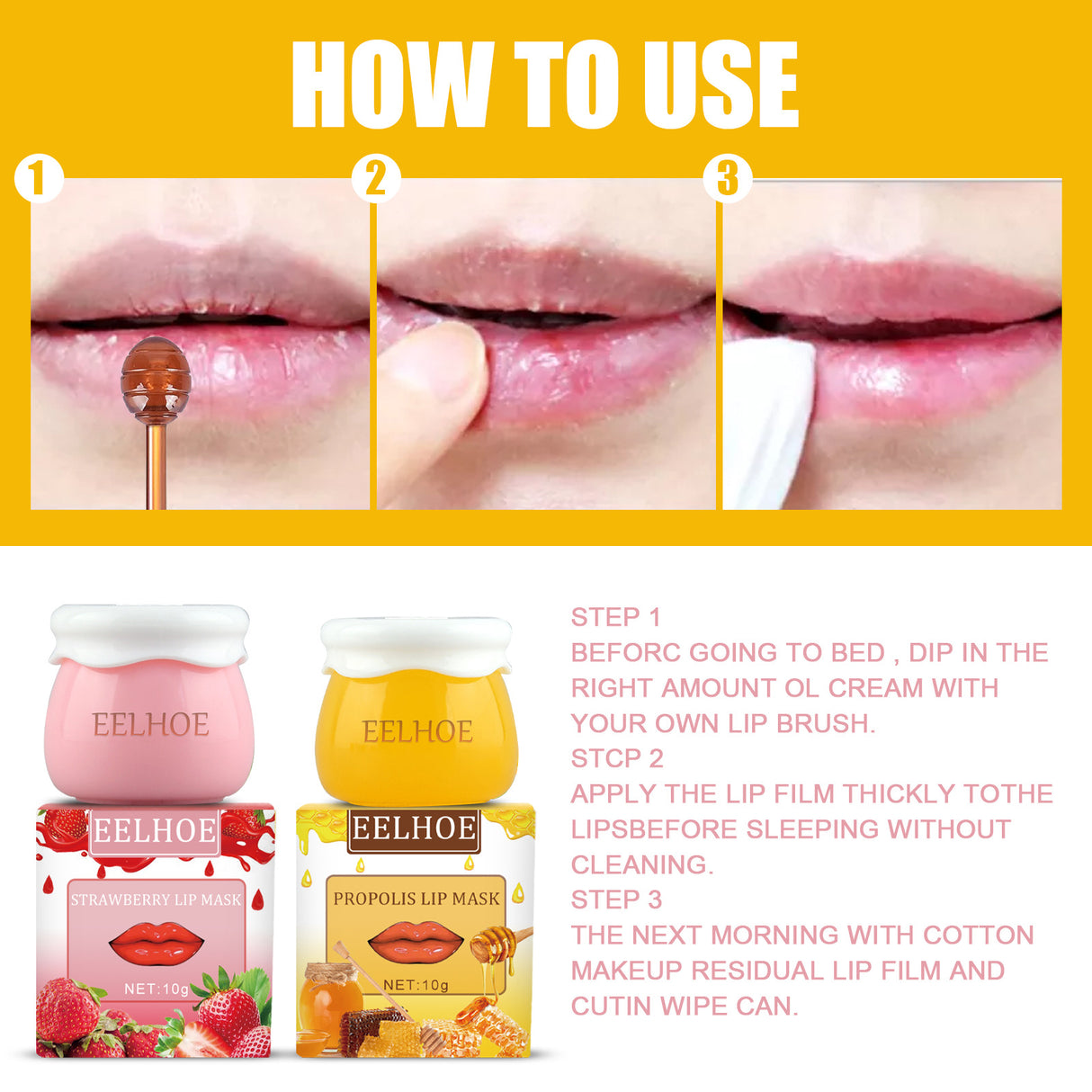 Strawberry Honey Lip Mask With Lip Brush Moisturizing Lip Mask Desalt Lip Color Moisturize Light Lip Lines Are Not Greasy And Easy To Absorb - V.I.P Digital Presence