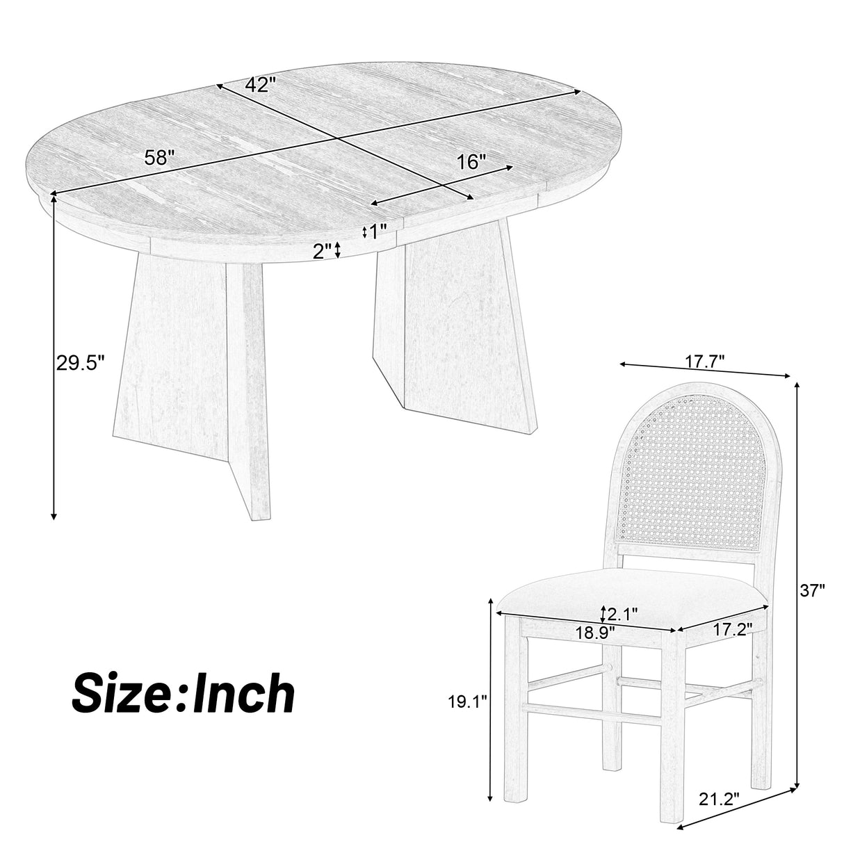 TREXM 5-piece retro functional cutlery set with 1 expandable dining table and 4 cushioned chairs with rattan backrests (espresso - V.I.P Digital Presence