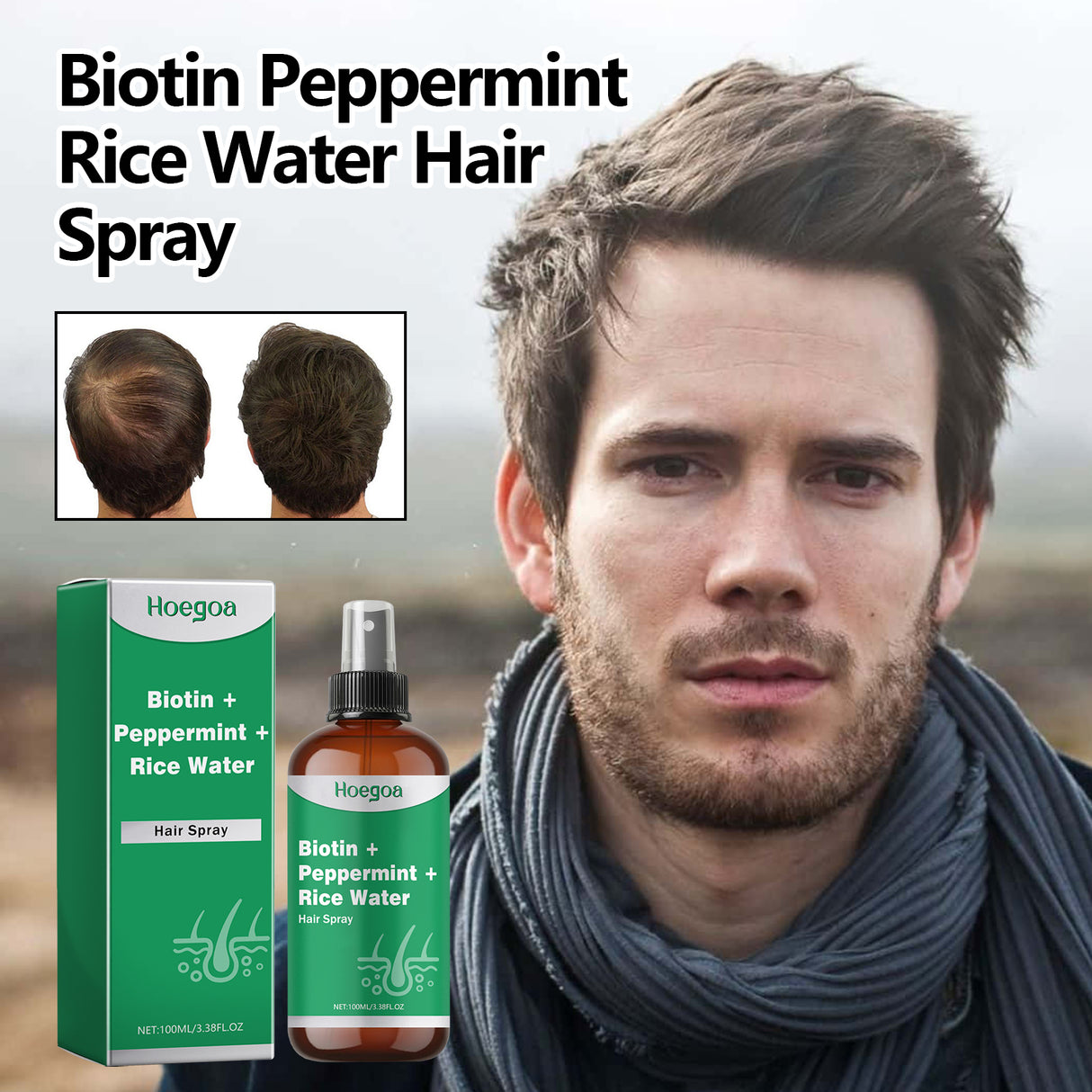 Biotin Peppermint Rice Water Hair Spray, Repair Dry Hair Soft Hair Thick Hair Flexible And Nourishing Hair - V.I.P Digital Presence