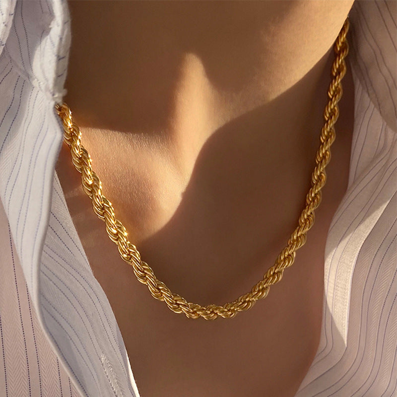 Hip hop gold Fried Dough Twists chain thick bracelet small jewelry chain - V.I.P Digital Presence