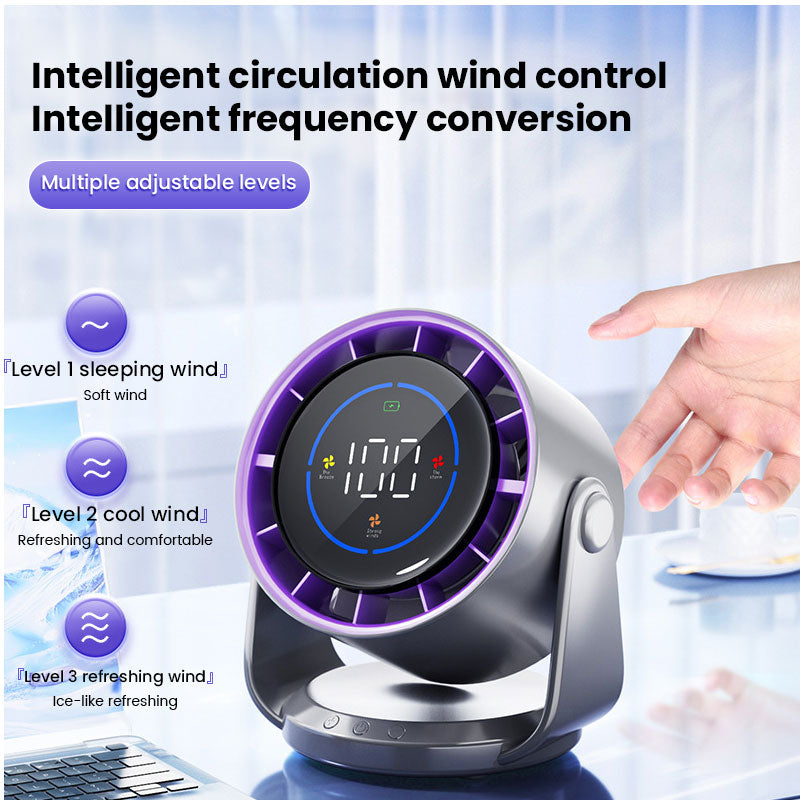 2025 New 100-Speed High - Speed Circulating Fan for Home. 6 - Inch Charging Digital Display, Turbo Desktop Electric Fan - V.I.P Digital Presence