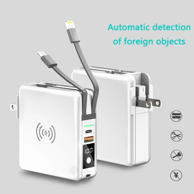 Power Bank 10000mAh With AC Plug 15W Fast Wireless Charging Powerbank USB Type C Mobile Phone Wall Charger for iPhone 14 Xiaomi - V.I.P Digital Presence