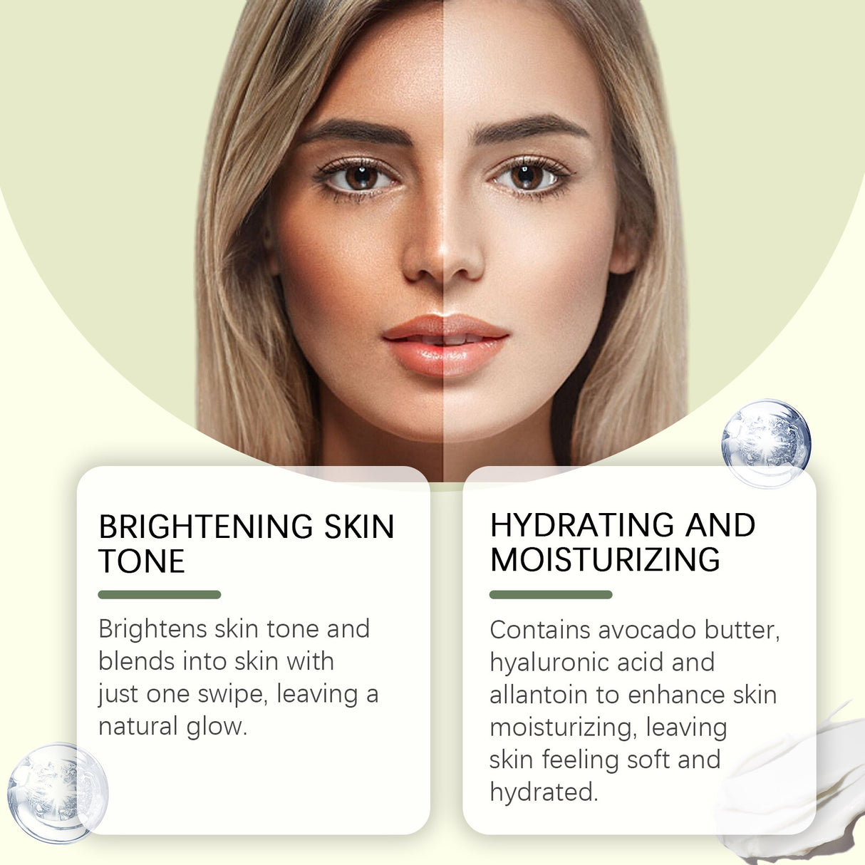 Crema correctora delicada e hidratante natural que aclara las líneas finas y la piel.