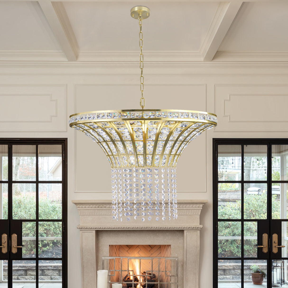 (Same as W1340120181/L5021) 8-Light 23.6" Wide Crystal Waterfall Chandelier (Bulb Not Included) - V.I.P Digital Presence