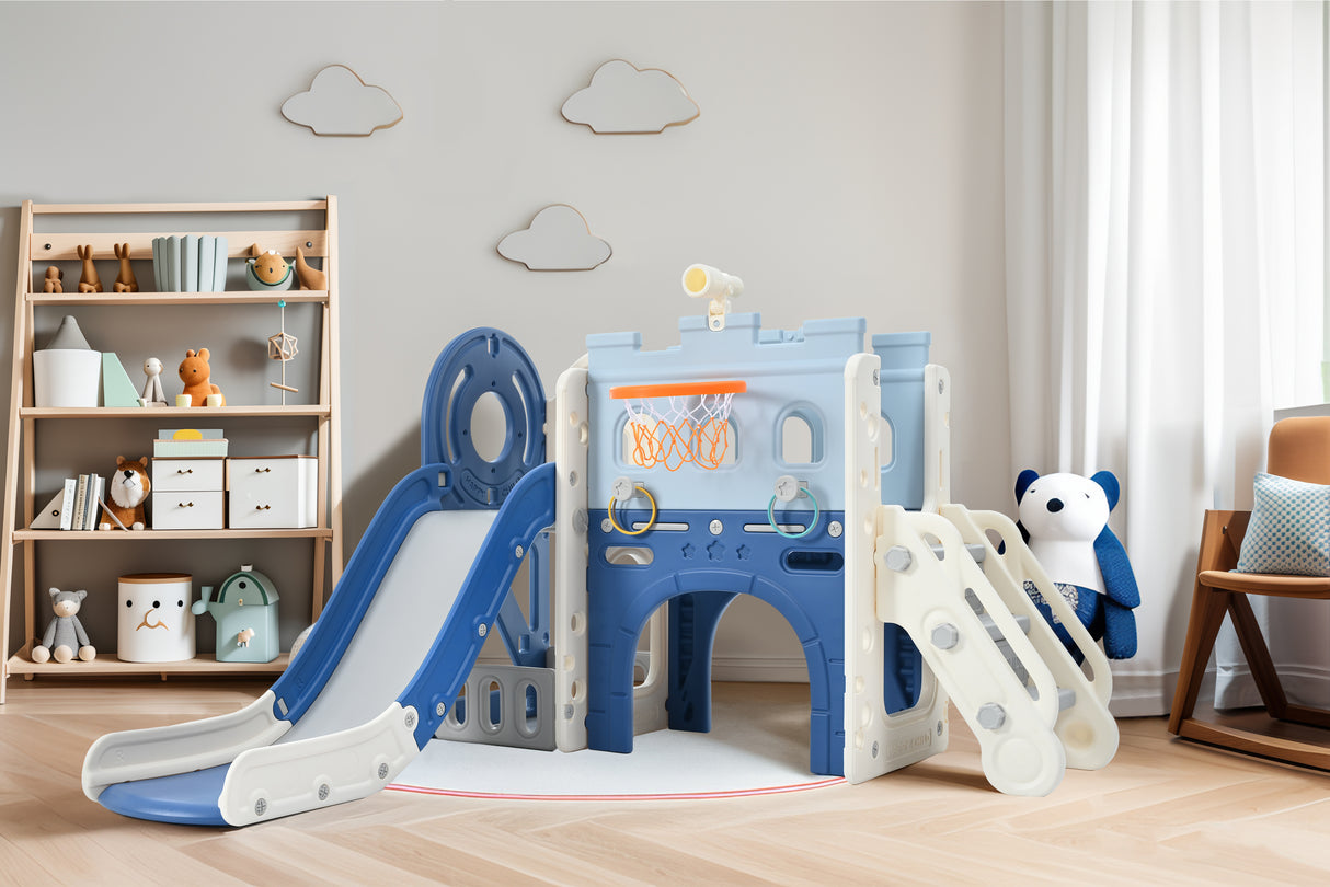 9-1 Toddler Slide Set,Kids Slide for Toddlers Ages 1+, Basketball Hoop, Tunnel and Storage Space, Pirate Ship Themed Slide - V.I.P Digital Presence
