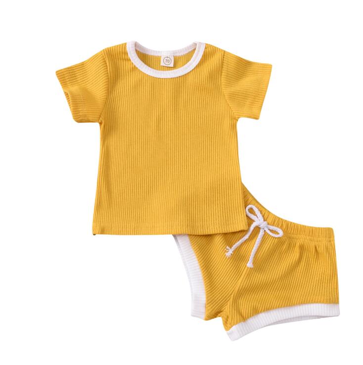 2020 Toddler Baby Boys Girls Summer Clothing Newborn Kids Baby Girls Ribbed Knitted Short Sleeve T-shirts+Shorts Tracksuits Sets - V.I.P Digital Presence