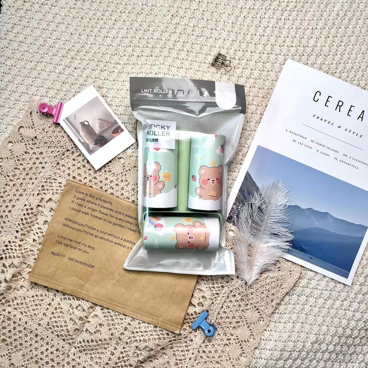 Cartoon pattern lint remover lint roller dust removal paper tearable clothing lint remover - V.I.P Digital Presence