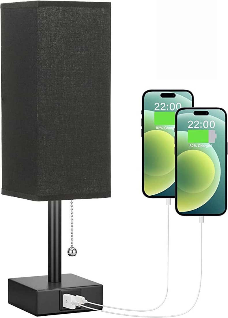 Linen 90 square desk lamp zipper switch three color temperature variable light A+C USB charging - V.I.P Digital Presence