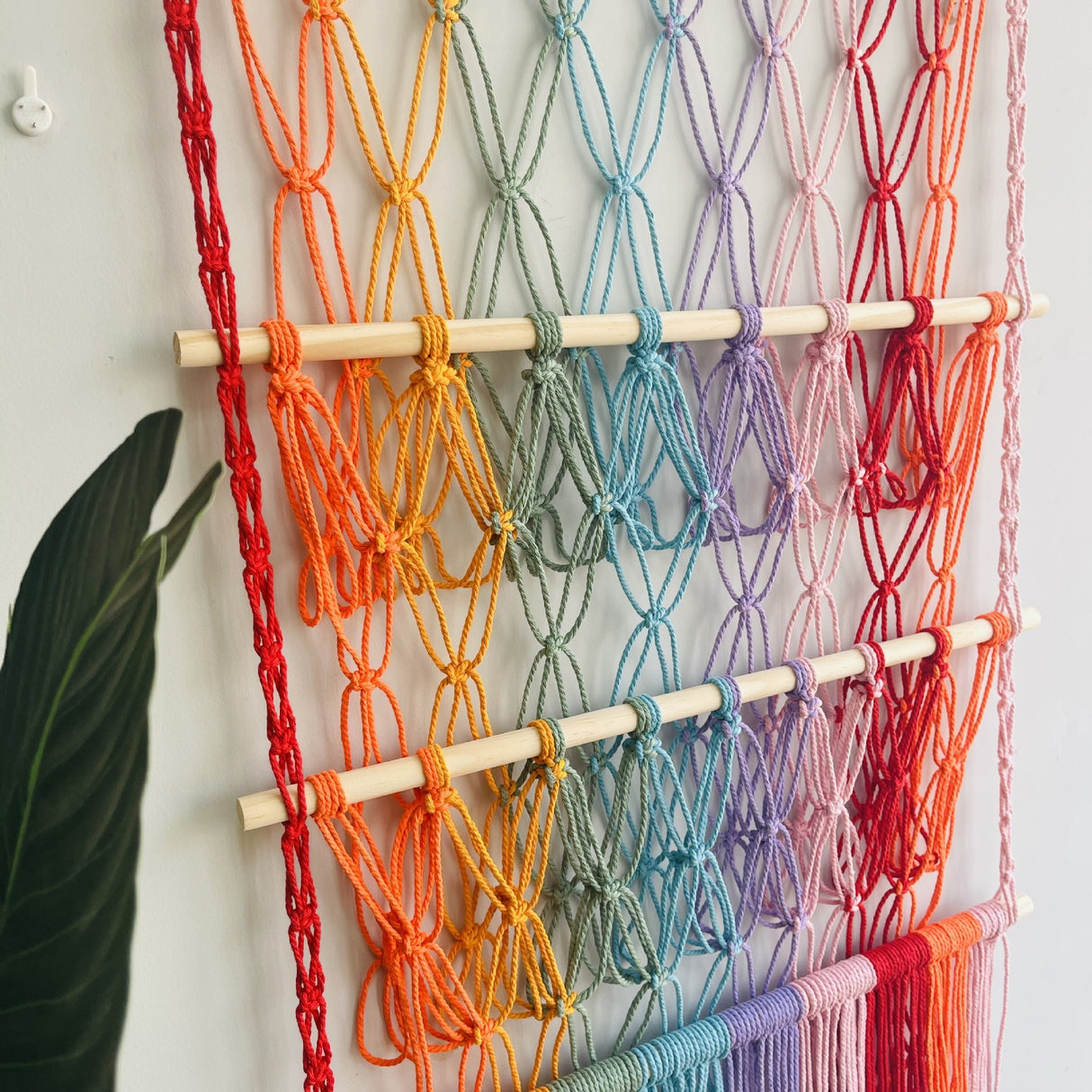 Simple decoration of shelves for children's rooms book ornaments wooden sticks 3-layer plush Bohemian toy storage net bag - V.I.P Digital Presence