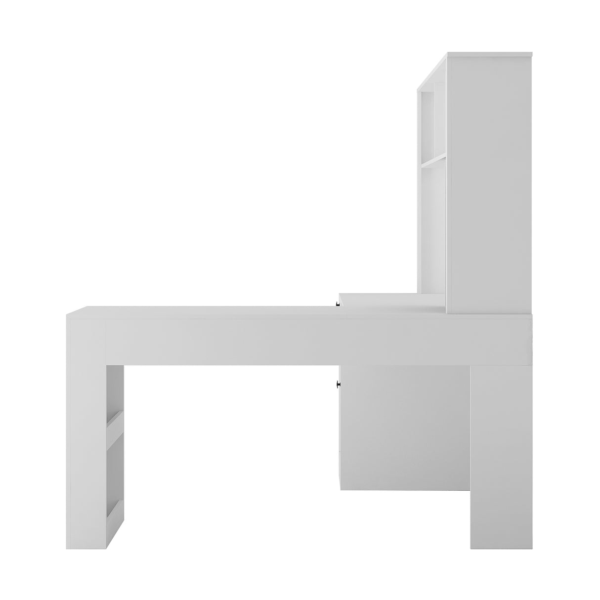 Corner gaming computer desk with socket, drawers, bookshelf and writing desk, modern L-shaped learning desk with storage space - V.I.P Digital Presence