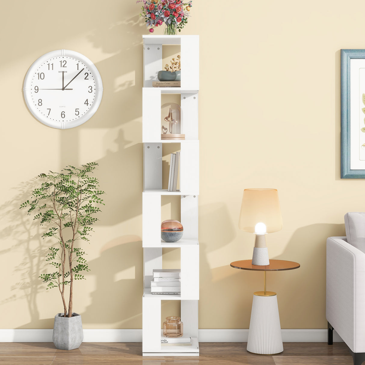 6-layer rotating acrylic board simple bookshelf, multi-functional creative bookshelf for students in the living room - V.I.P Digital Presence