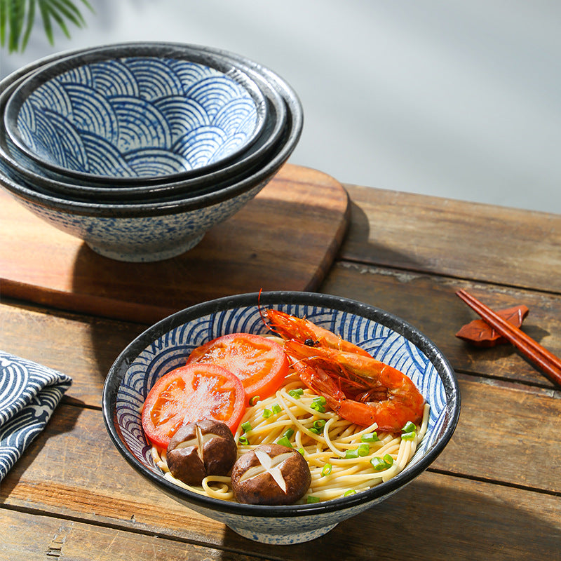 Lamian Noodles Bowl Sea Ripple Bamboo Hat Bowl Creative Large Soup Bowl Beef Noodle Bowl Home Vintage Bowl - V.I.P Digital Presence
