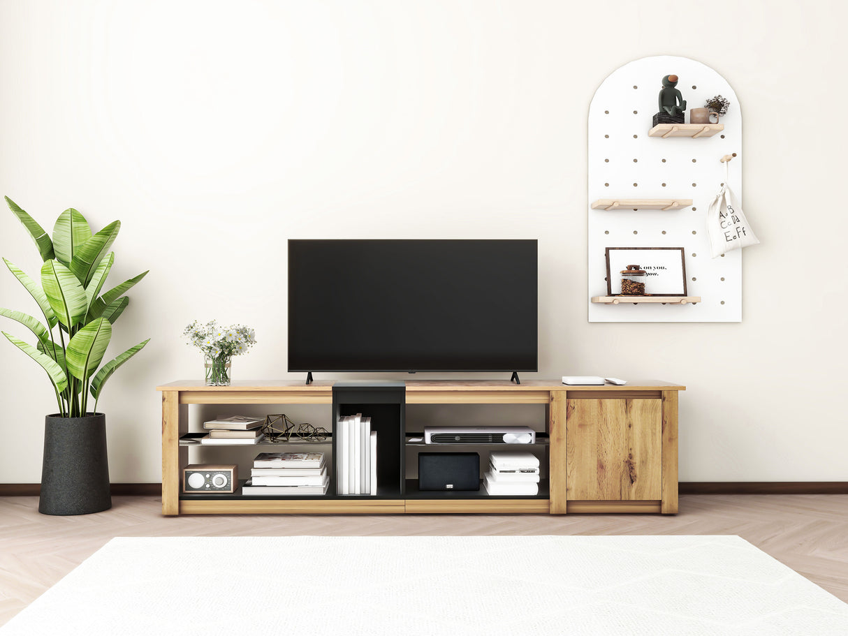 ModernTV stand suitable for TVs under 80 inches, media console with multifunctional storage, and LED lights - V.I.P Digital Presence