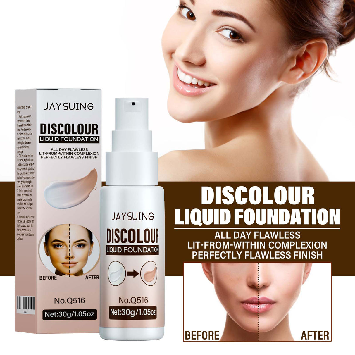 Warm Up Liquid Foundation, Skin Tone Liquid Foundation Brightening Portable Concealer Lasting And Not Easy to Fade - V.I.P Digital Presence