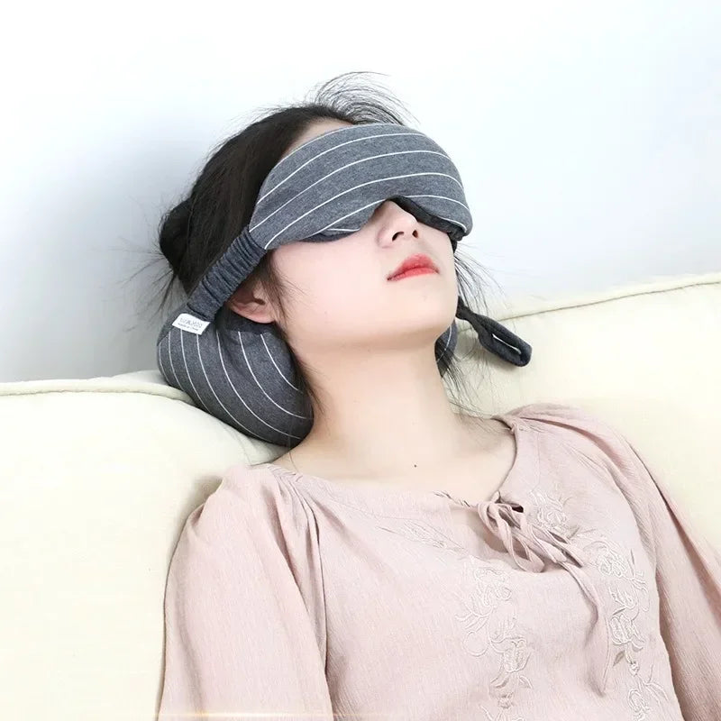 Portable type Eye Mask 2-in-1 Neck Pillow Sweat Cloth Foam Particle Eye Mask Pillow Car Travel Leisure Nap Pillow - V.I.P Digital Presence