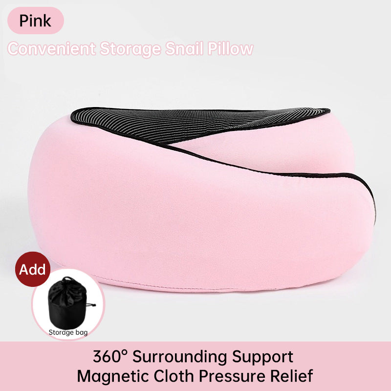 Travel Neck Pillow Memory Foam U-shaped Pillow Snail Style Travel Neck Support Portable Adjustable Soft Noon Break Sleep Pillows - V.I.P Digital Presence