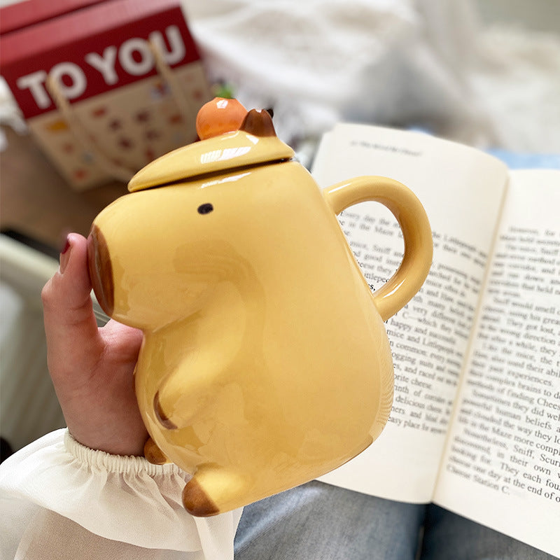 Fun 3D Capybara Mug Pair:3D capybara - designed mugs with handles & lids. A wonderful gift choice for girls. - V.I.P Digital Presence