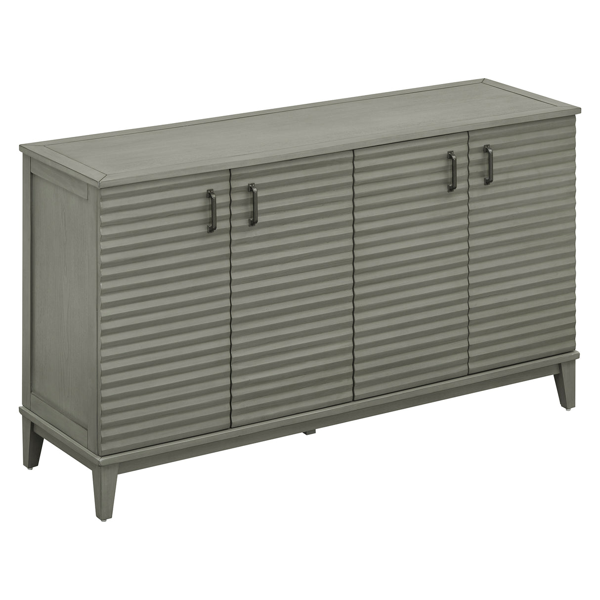 TREXM side panel with 4-door large storage buffet, adjustable shelves and metal handles (antique gray) - V.I.P Digital Presence