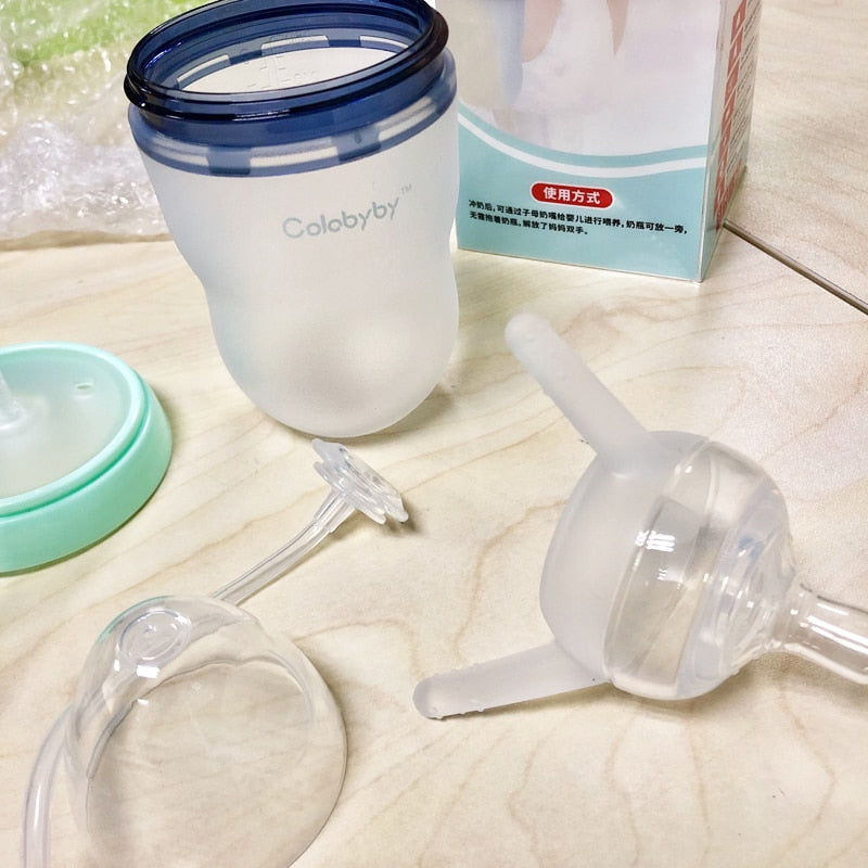 250ml Baby Bottle Kids Cup Silicone Sippy Children Training Cute Baby Drinking Water Straw Feeding Bottle Hands-free bottle - V.I.P Digital Presence