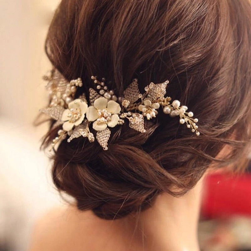 Queenco Gold Bridal Hair Comb Pearl Beads Wedding Hair Accessories Women Headpiece Girl's Hair Vine Party Hair Jewelry - V.I.P Digital Presence