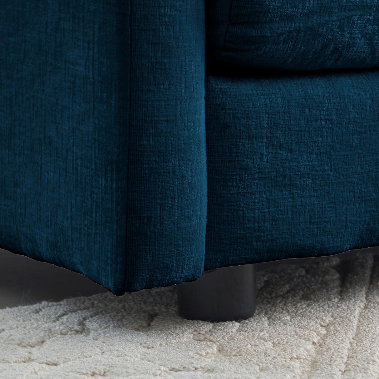 Mid-Century Modern Couch 3-Seater Sofa with 2 Armrest Pillows and 3 Toss Pillows, Couch for Living Room Blue Chenille - V.I.P Digital Presence
