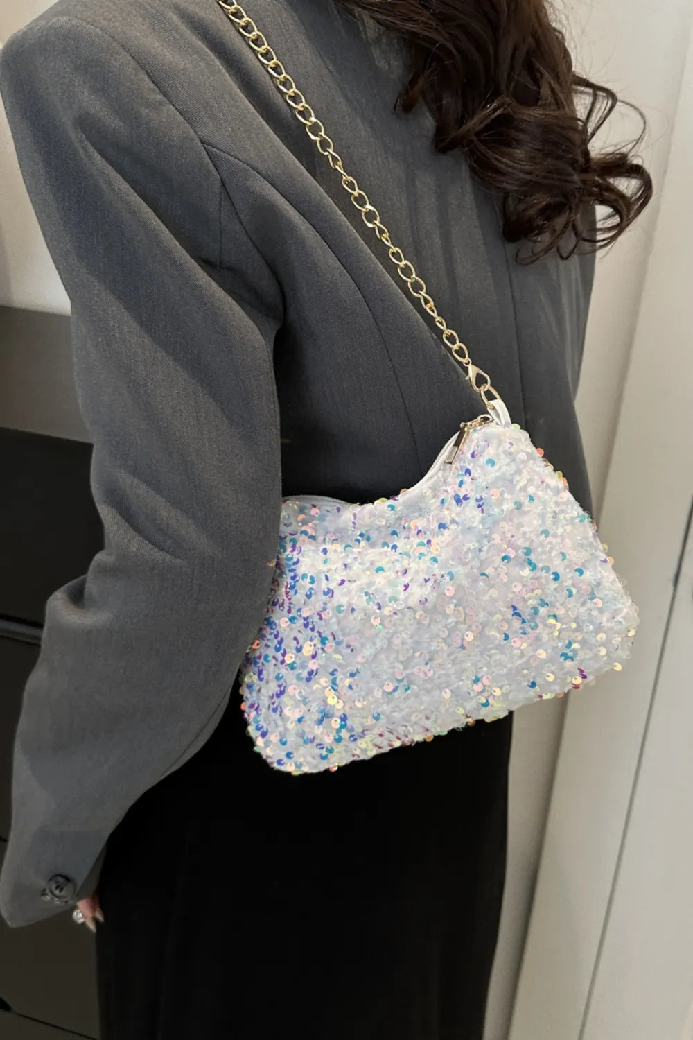 Sequin Removable Strap Shoulder Bag - V.I.P Digital Presence