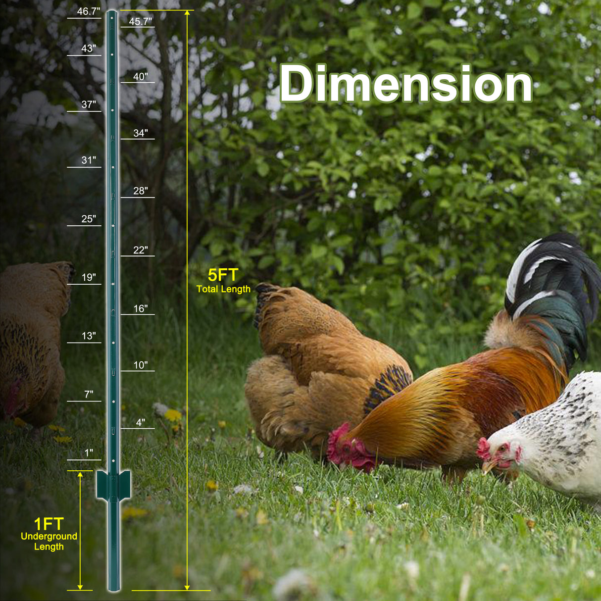 Fence post 3-foot-10 pack, heavy-duty metal fence post with U-shaped groove - V.I.P Digital Presence